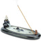 Fishing in river Ceramic Incense Stick Holder Joss Ash Insence Catcher. U5F3