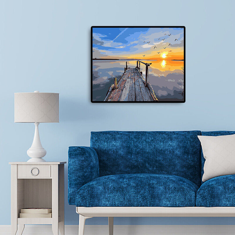Sunset Oil Painting By Numbers Kit Acrylic Paints On Canvas Art Pictures