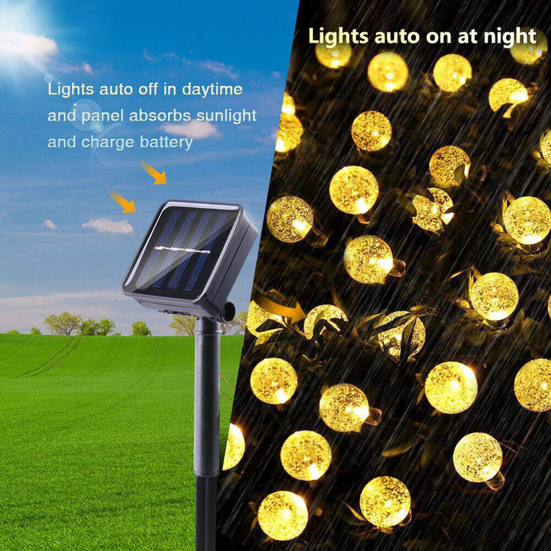 7m 30LED Crystal Balls Solar Light Waterproof Outdoor Lamps (Warm White) Newly