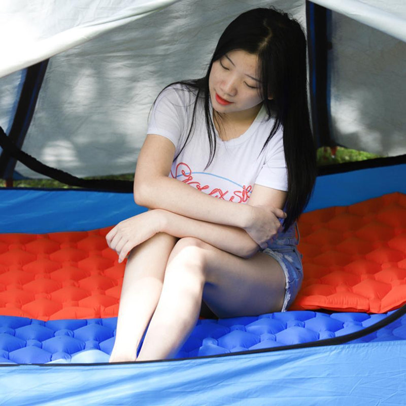 Tent Camping Mat Inflatable Hiking Portable Travel Sleeping Pad (Orange)