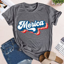 Independence Day Print Merica Letter T-Shirt (Dark Grey XL)