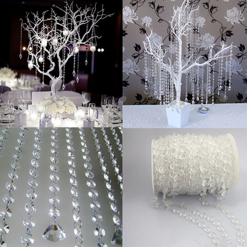 99FT Garland Diamonds Acrylic Crystal Bead Curtain DIY Party Decor Home Home