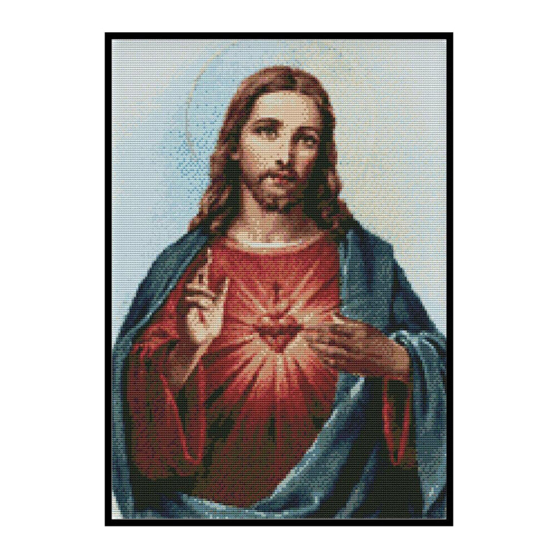 Holy Heart Jesus Full Cross Stitch 11CT Counted DIY Embroidery Cotton Thread Art