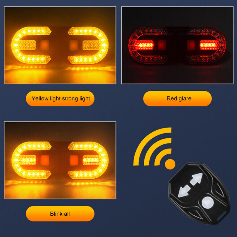 3 in 1 LED Remote Control Turn Signal Taillight Waterproof MTB Bike Rear La