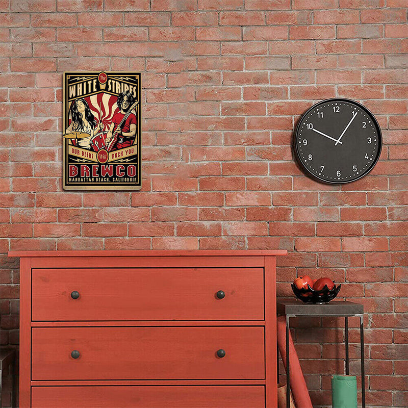 White Stripes Concert Metal Plate Tin Sign for Bar Pub Club Cafe Wall Art