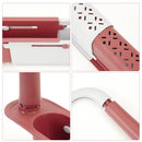 Telescopic Sink Drain Racks Organizer Soap Basket Kitchen Storage (Red) Newly