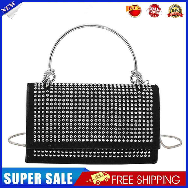 #A Metal Handle Women Sparkling Chain Small Shopping Handbags Purse Rhinestones