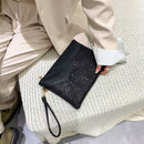 Women Fashion PU Leather Diamond Stud Clutch Business Female Quilted Satchel Bag