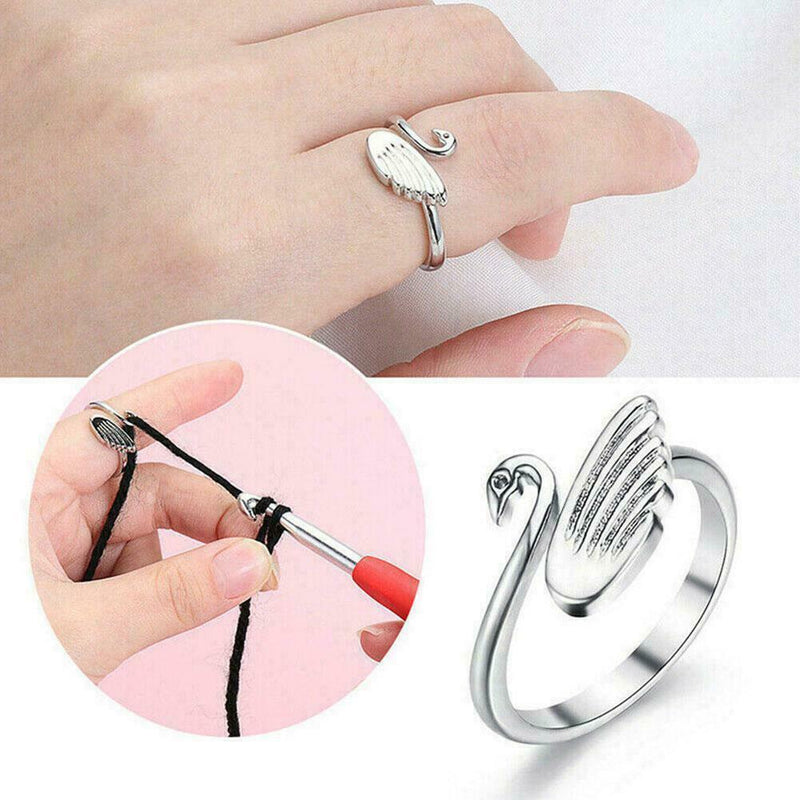 1x Swan Shape Knitting Loop Crochet Ring Thimble Guide Accessories Crafts X4S8