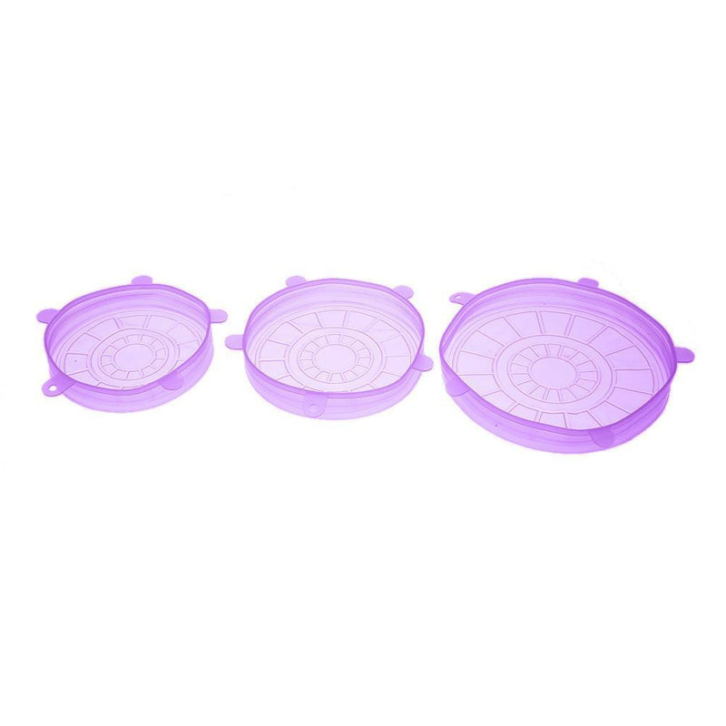 6pcs Silicone Food Fresh Saran Food Wrap Seal Cover (Purple) Newly