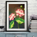 Handmade Craft Diamond 5D Drill Pink Lotus DIY Painting Full Picture Round Kit