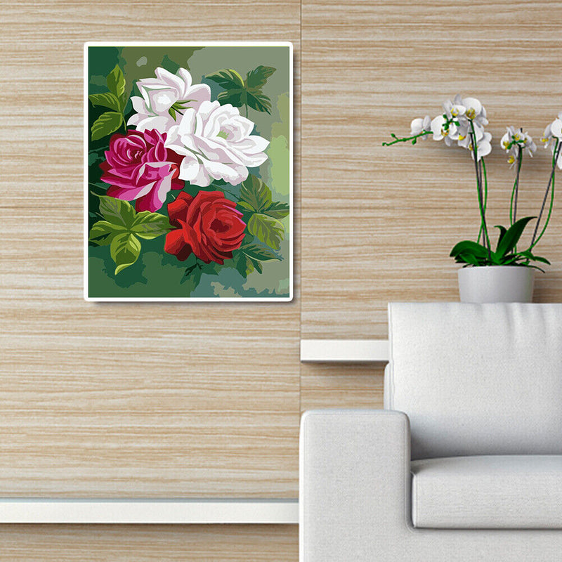 Painting By Numbers Flower Hand Painted Oil Drawing Wall Picture DIY Decor Kit