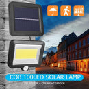 2pc COB 100LED Solar Lamp Motion Sensor Waterproof Outdoor Path Night Light