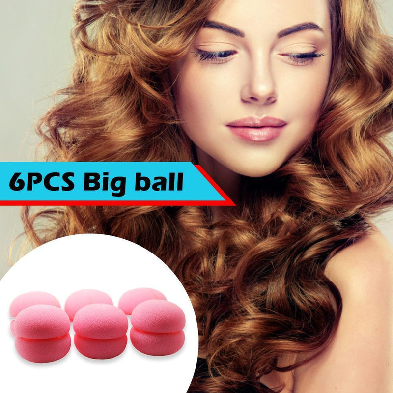 6pcs Sponge Curling Rollers Hair Soft Foam Balls DIY Hairdressing (Pink)