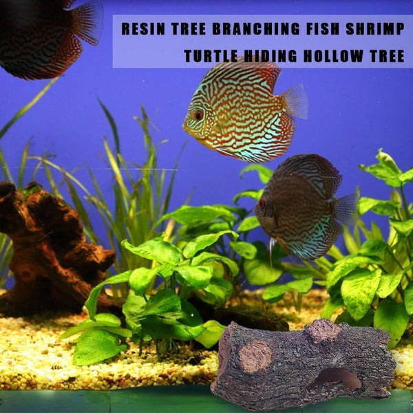 Aquarium Hide Fish Cave Ornament Hide Hollow Tree Hiding P4Z0 Decoration I6N0