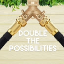 Garden Hose Connector Tap Outlet Splitter Brass 2 Way Adapter with Washers