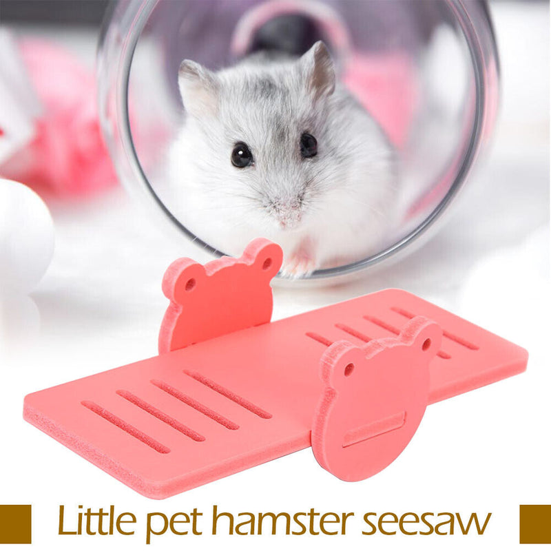 Small Animal Cage Nest Accessories Frog Pet Hamster Seesaw Play Toys (Pink)