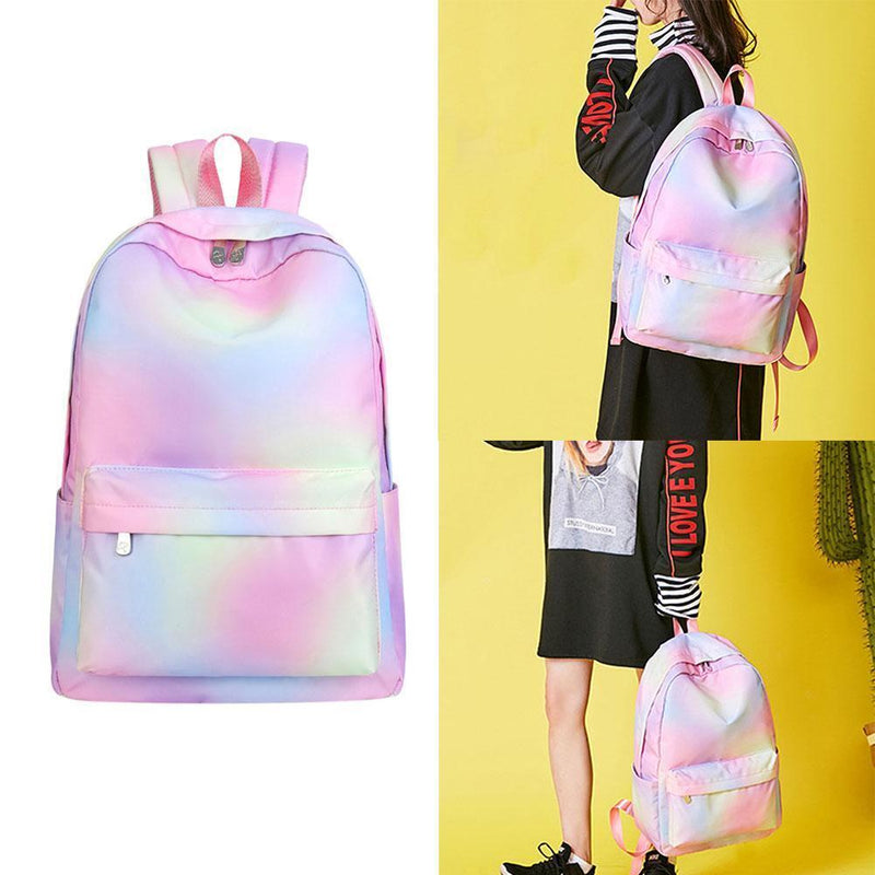Gradient Women Waterproof Backpacks Girls Travel Big Capacity Shoulder Bags