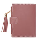 Folded Women Tassels PU Leather Handbag Hasp Small Wallet Purse(Bean Red)