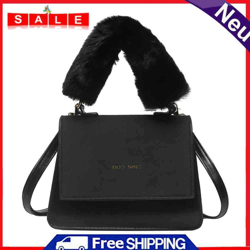 Casual Travel Shoulder Handbag Female Leather Plush Handle Crossbody Totes Bags