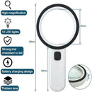 Reading Handheld Seniors Magnifier With LED Illuminated Magnifying Glass 30X