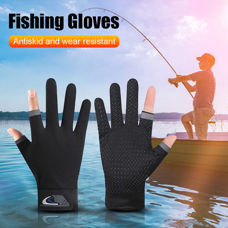 Fishing Gloves Anti-slip 2 Cut Finger Breathable Sports Cycling Mitten Univ