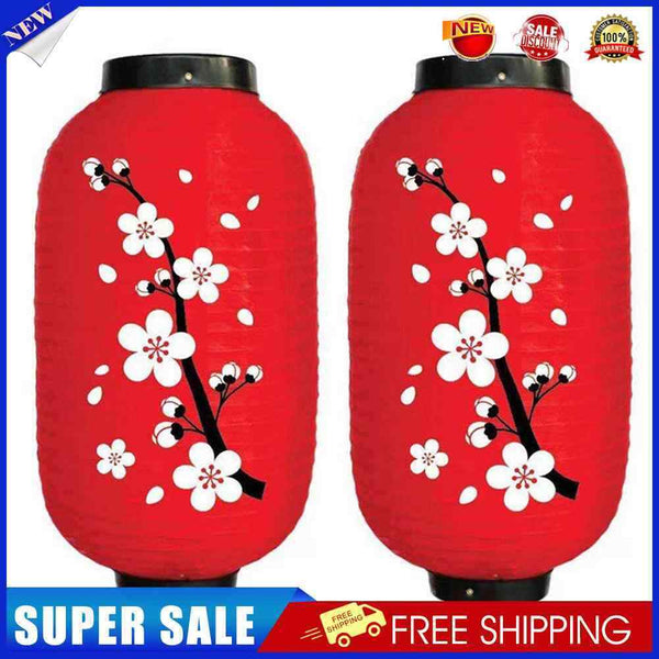 25cm Plum Blossom Lantern Lamp Chinese Long Shaped Cloth Lampion (A)