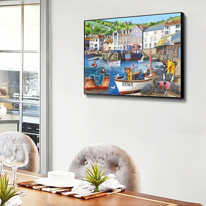 Street Houses Canvas Paint By Numbers Oil Hand Painted Drawing Kit Home Decor