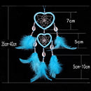 2 Circle Heart Shape Handmade Dream Catcher with Feathers Decor Craft Blue Newly