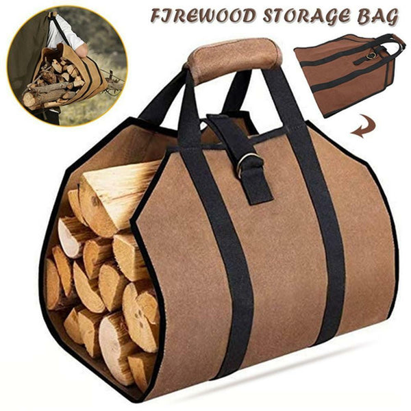Firewood Log Carrier Bags Heavy Duty Waxed Canvas Logs Tote Bags for Indoor Tool