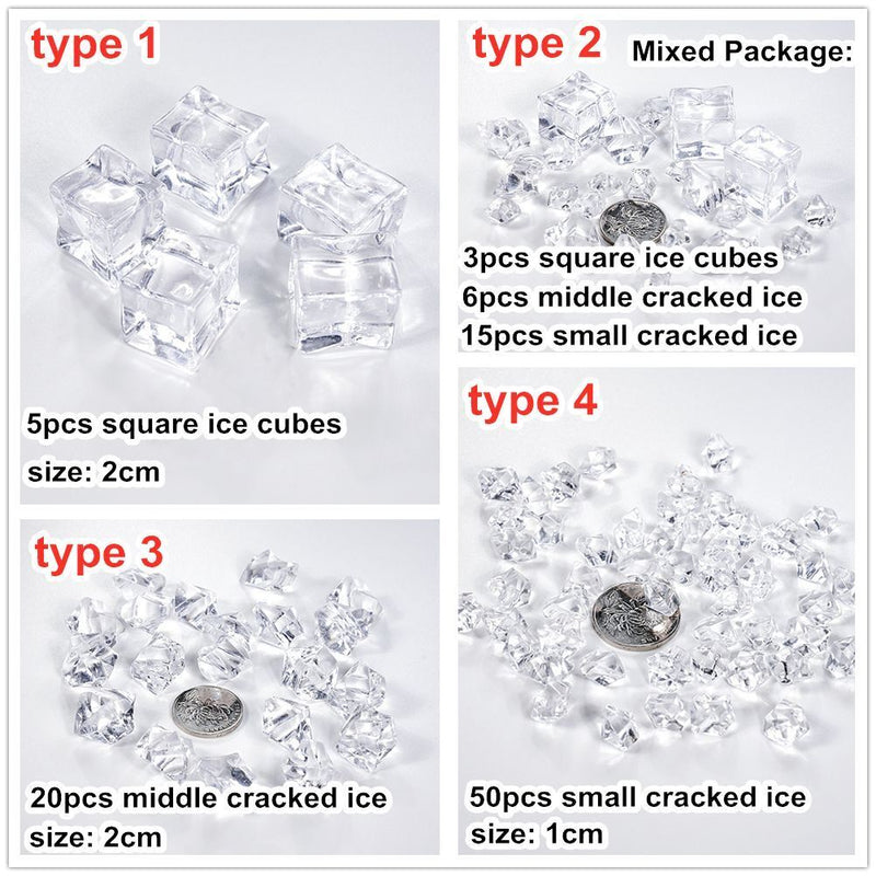 Stone Plastic Ice Particles Acrylic Simulation Ice Cube Transparent Square