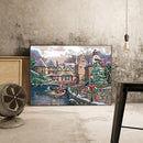 14CT Printed Partial Embroidery Christmas Town Needlework DIY Cross Stitch