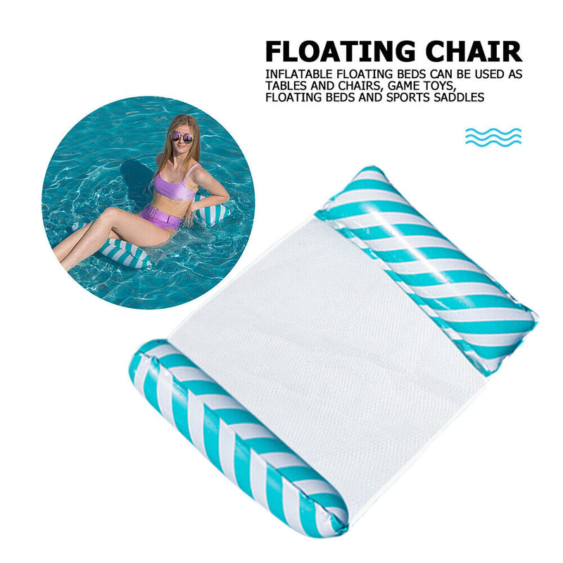 Floating Bed Inflatable Mattress Swimming Pool Beach Water Lounges (Blue) Newly