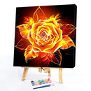 Flames Rose Frameless Picture Oil Paint By Numbers Hand Painted Picture Kit