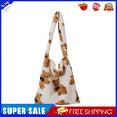Women Plush Bear Pattern Shoulder Bag Winter Large Crossbody Bag (White)