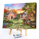 Painting By Numbers DIY Village Scenery Hand Painted Canvas Oil Art Picture Kit