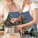 #A Kitchen Dancing Printed Linen Apron Waterproof Pinafore Home Cleaning for W