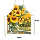 Sunflowers Linen Apron Waterproof Kitchen Cooking Bibs Pinafore (82x68cm)