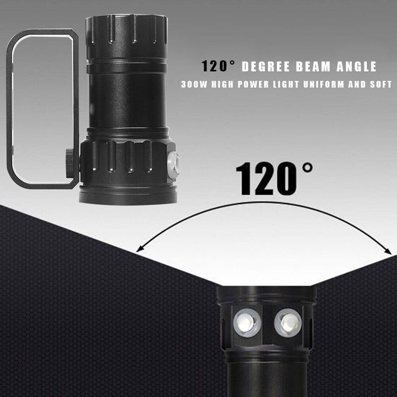 Professional 180W Waterproof Photography LED Scuba Diving Flashlight Torch