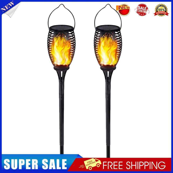 2pcs LED Solar Flame Light Waterproof Garden Lawn Lamp for Patio Pathway De