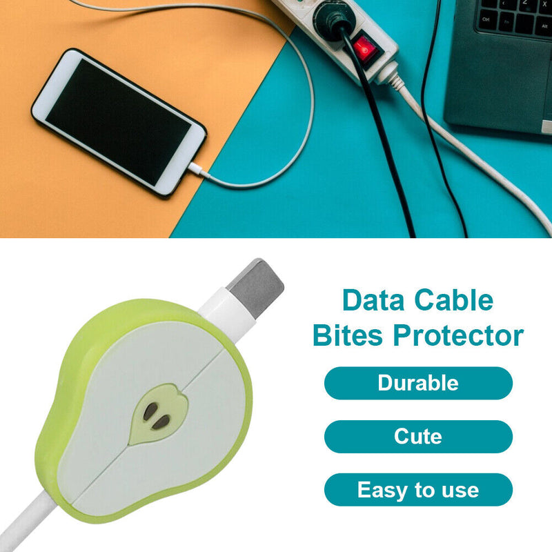 Fruit USB Data Cable Bites Protector Universal Cord Wire Winder (Pear)