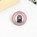Jacket Lapel Cartoon Letters Badges Cat Paw Pins Stay Pawsitive Brooch