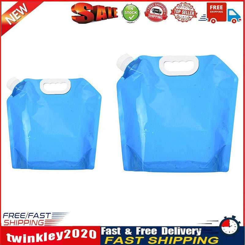 2pcs 5L/10L Portable Outdoor Foldable Water Bag Camping BBQ Carrier (Blue) Newly