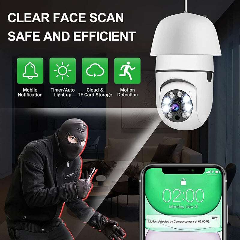 with Two Way Audio Smart Motion Detection 1080P Wireless WiFi Light Bulb Camera