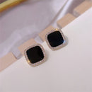 Luxury Women Stud Earrings Square Glaze Rhinestone Earring Geometric Earrings