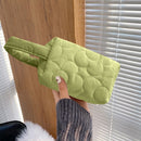 Women Quilted Flower Pattern Clutch Bag Mini Wallet Zipper Bag (Green)