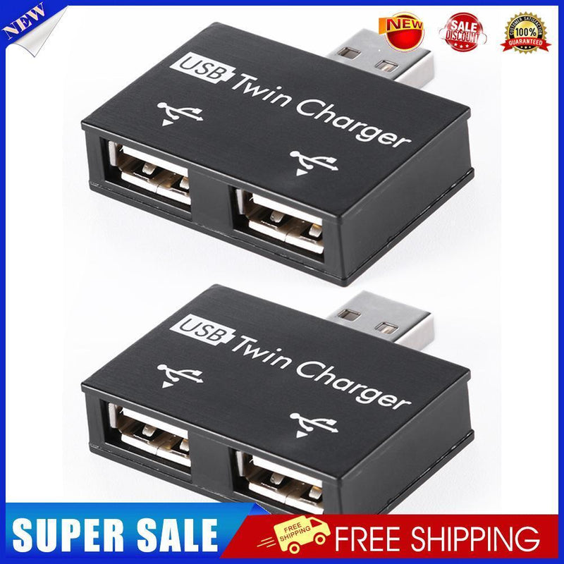 2pcs USB2.0 Male to Female Charger Dual 2 Port USB Splitter Hub Adapter