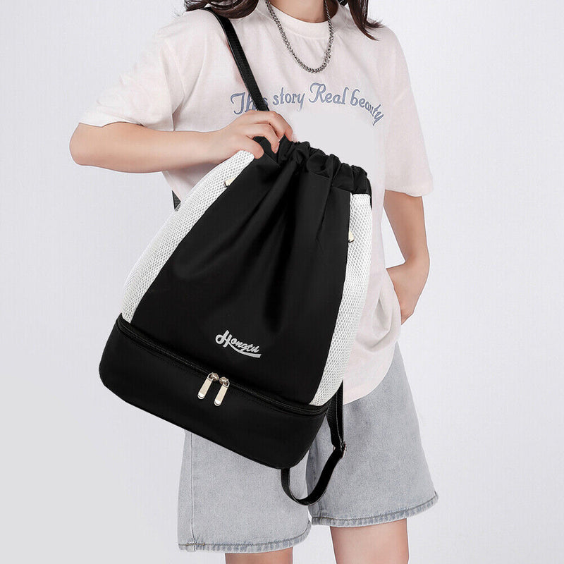 Drawstring Swimming Backpack Sports Bag Waterproof Pool Dry Wet Bag (Black)