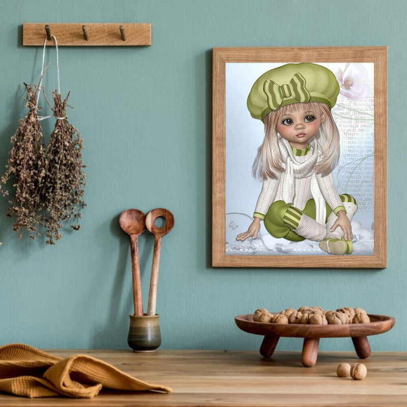 5D DIY Green Suit Girl Diamond Painting Kits Full Round Drill Wall Decor Crafts