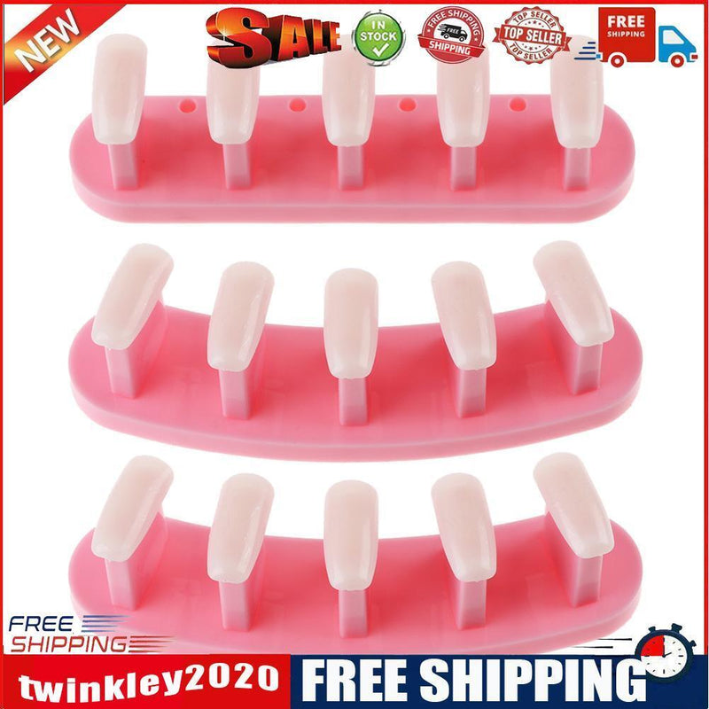 3 in 1 Nail Holder Practice Training Display Stand w/15pcs Nail Tips (Pink)